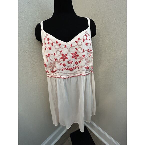 Torrid Womens Embroidered Babydoll Tank Top Plus Size 2 Empire Waist 2X Blush - Picture 1 of 6